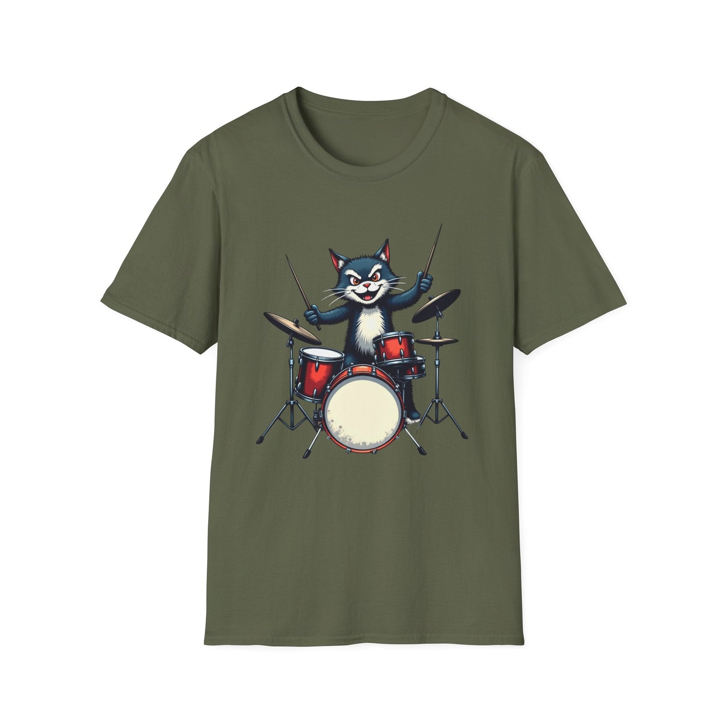 Rock ‘n’ Roll Kitty Drummer T-Shirt