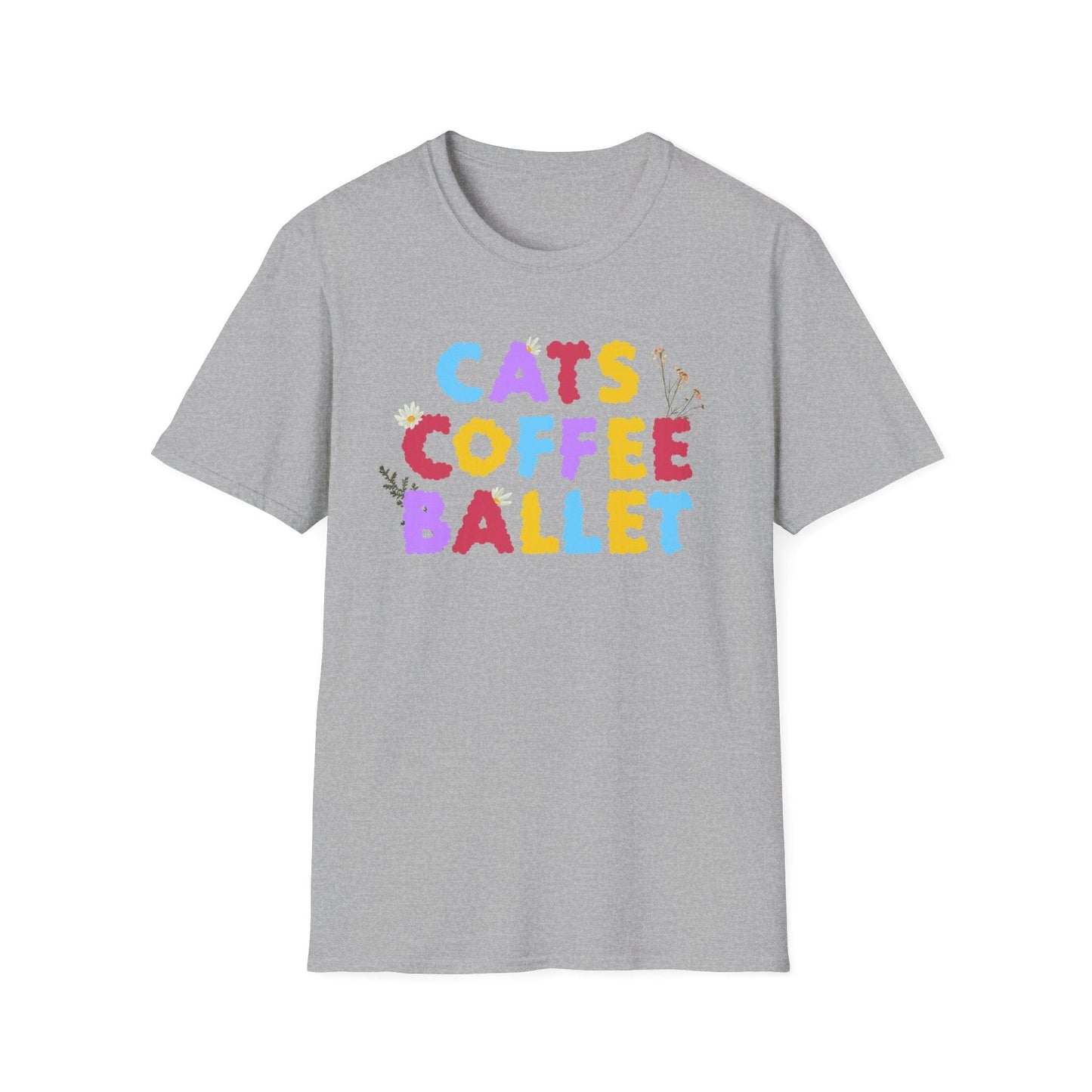 Cats Coffee Ballet Floral T-Shirt