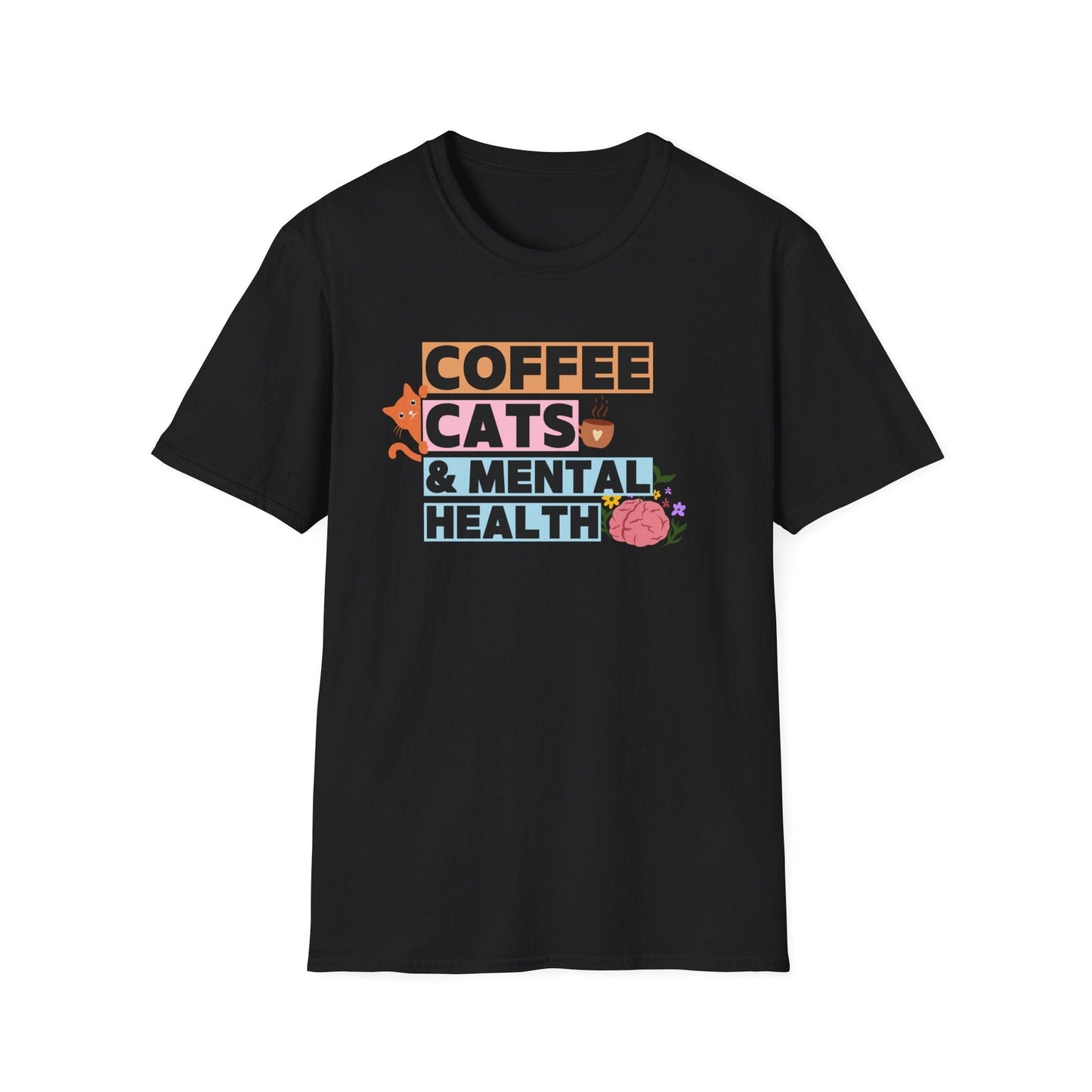 Coffee, Cats & Mental Health T-Shirt