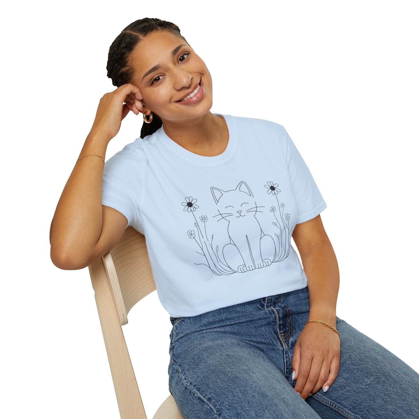 Peaceful Kitty in Wildflowers T-Shirt