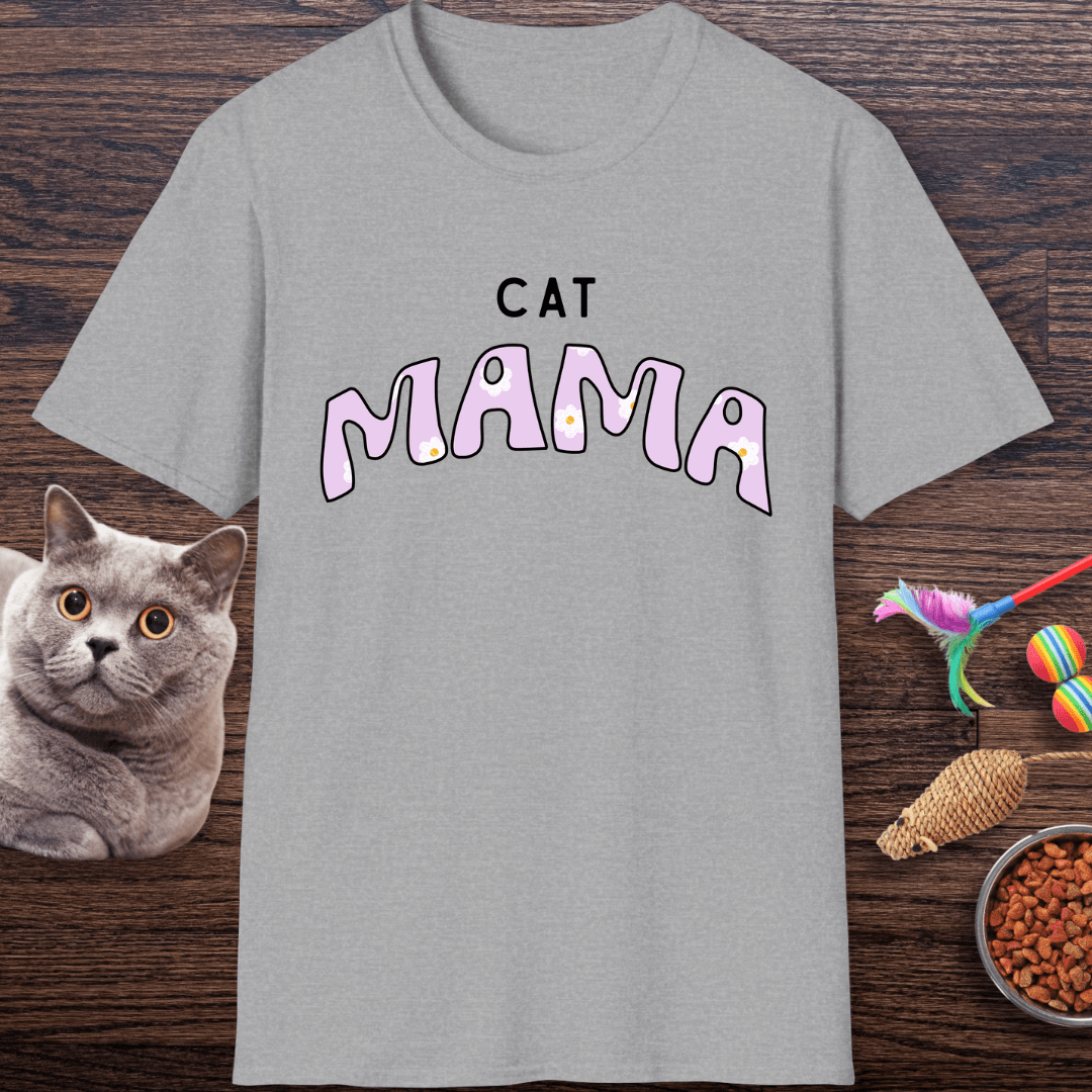 Cat Mama Daisy Purple T-Shirt