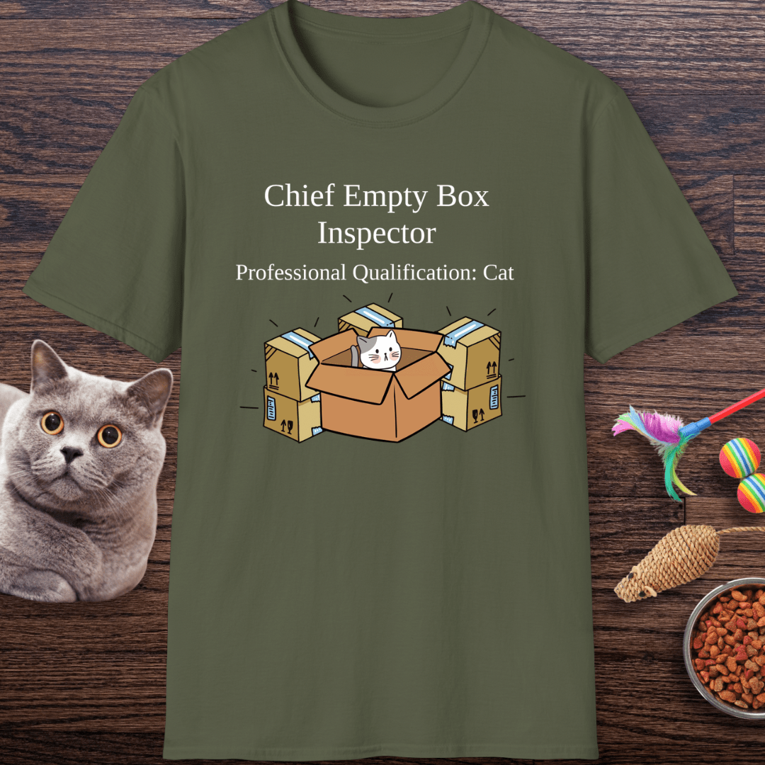 Chief Empty Box Inspector Cat T-Shirt