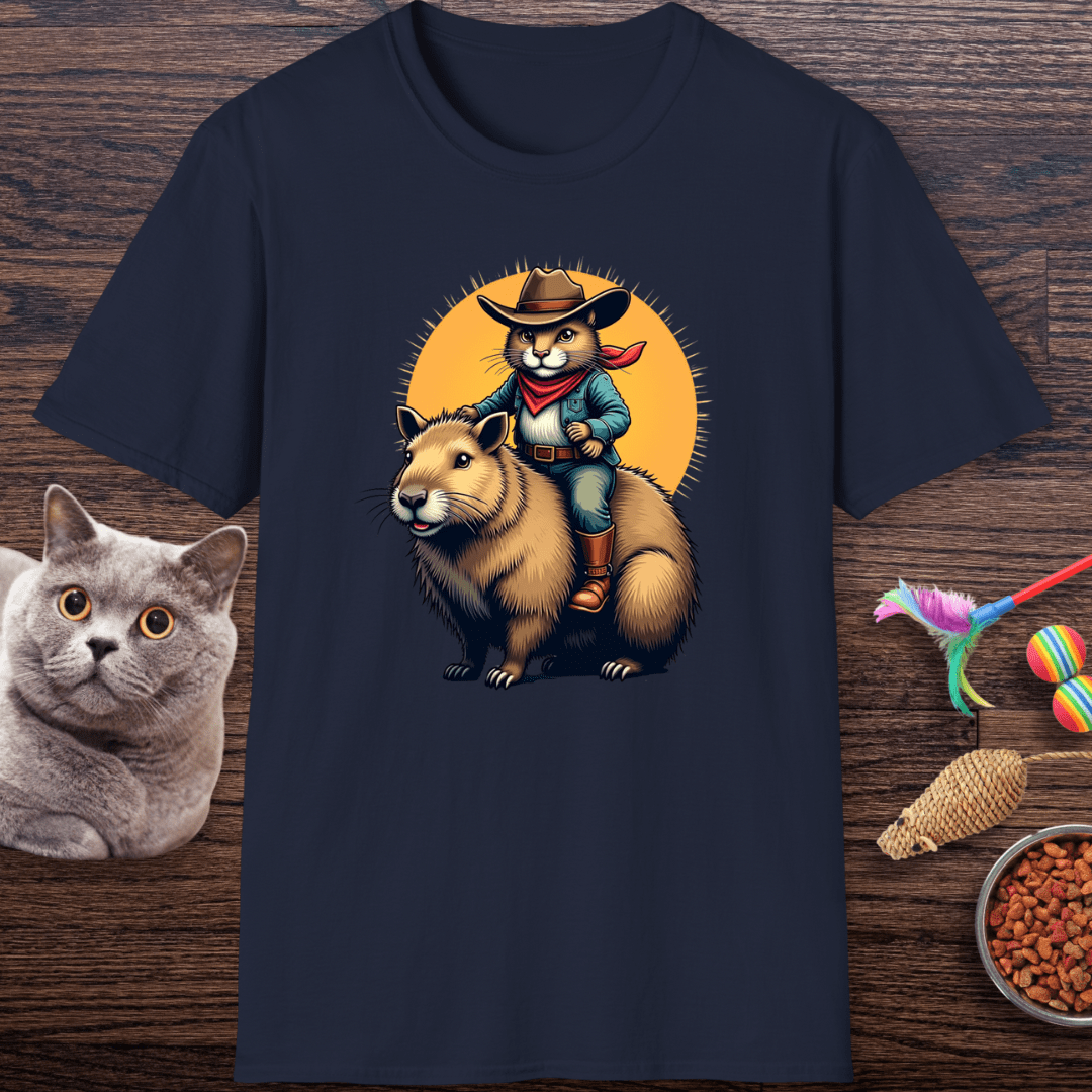 Cowboy Cat Riding Capybara T-Shirt