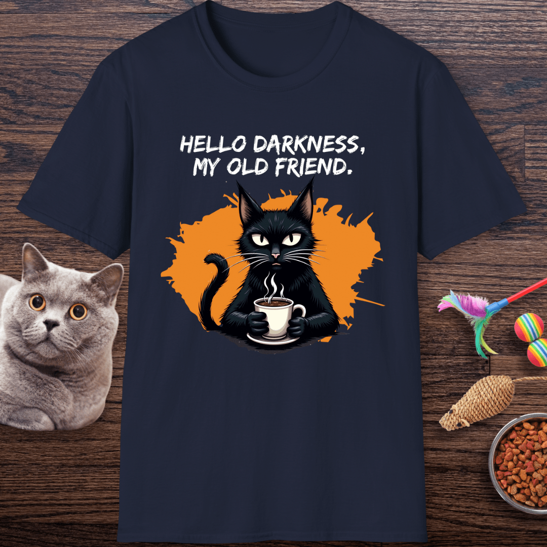 Hello Darkness, My Old Friend (Coffee Cat) T-Shirt