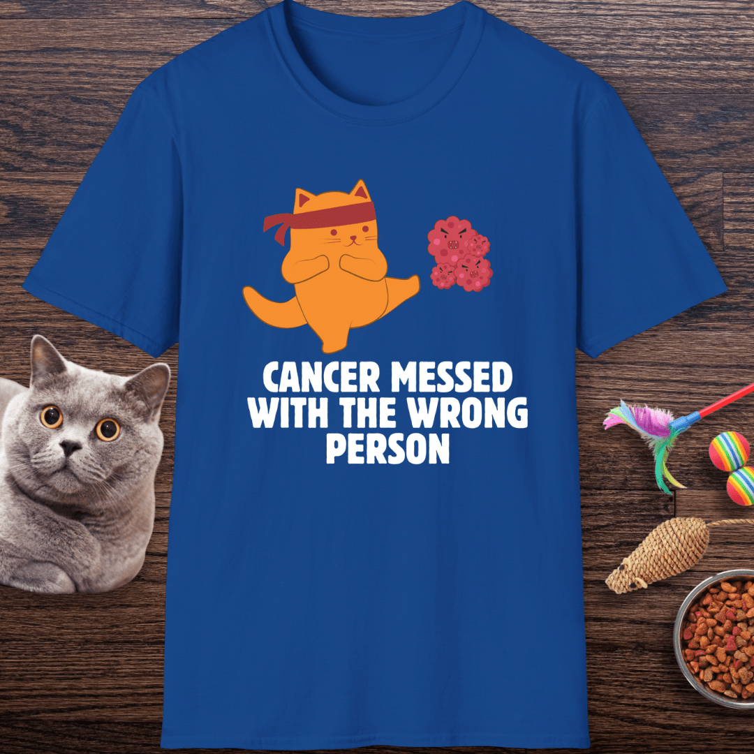 Cancer Messed With the Wrong Person Ninja Cat T-Shirt