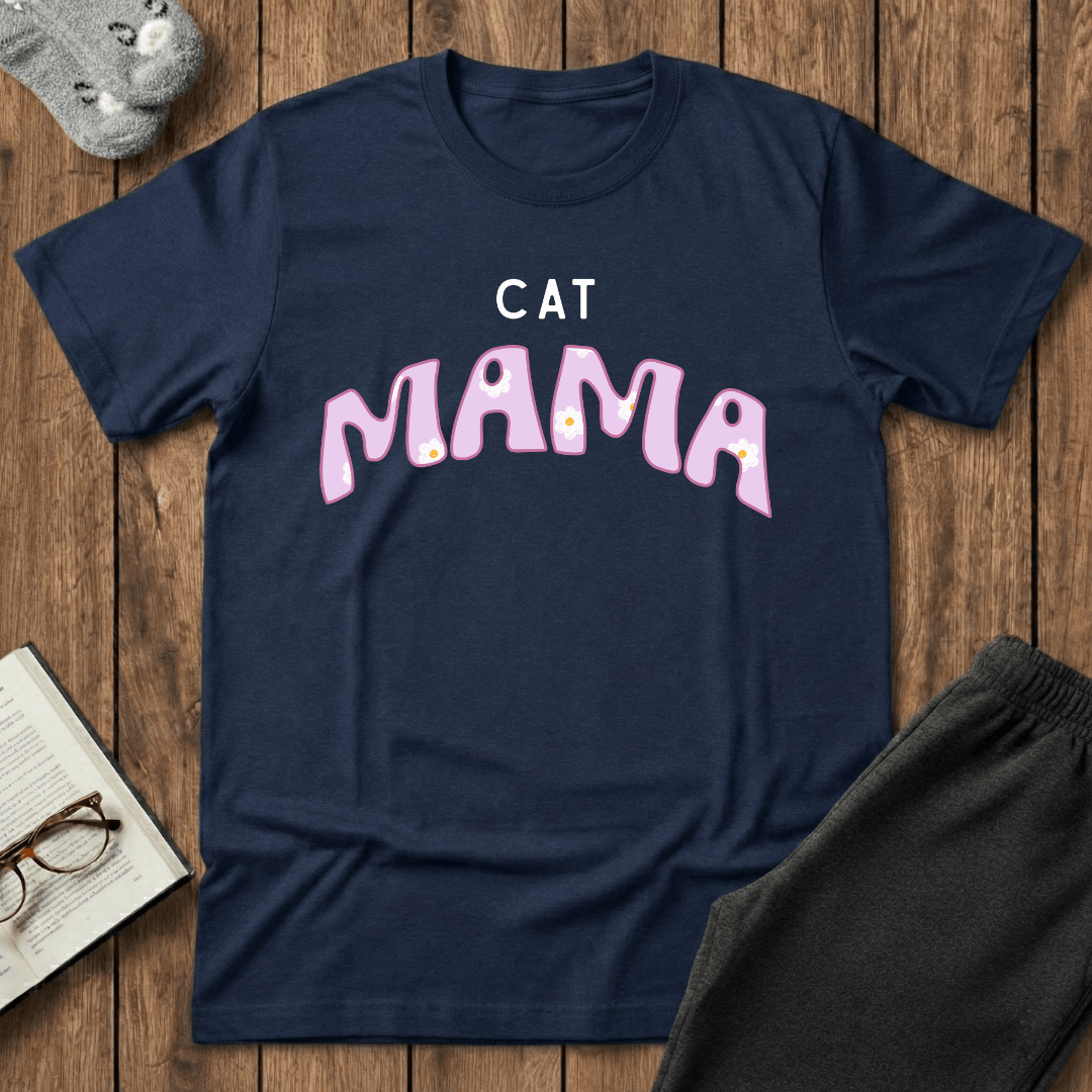 Cat Mama Daisy Purple T-Shirt