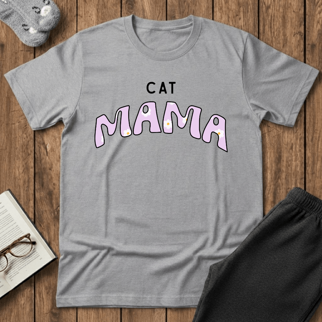 Cat Mama Daisy Purple T-Shirt