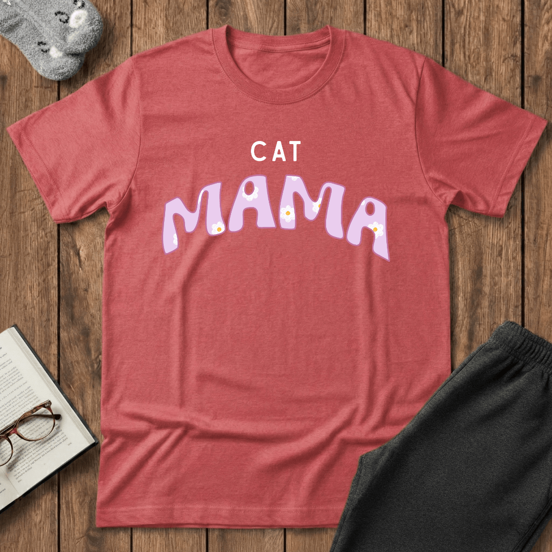 Cat Mama Daisy Purple T-Shirt