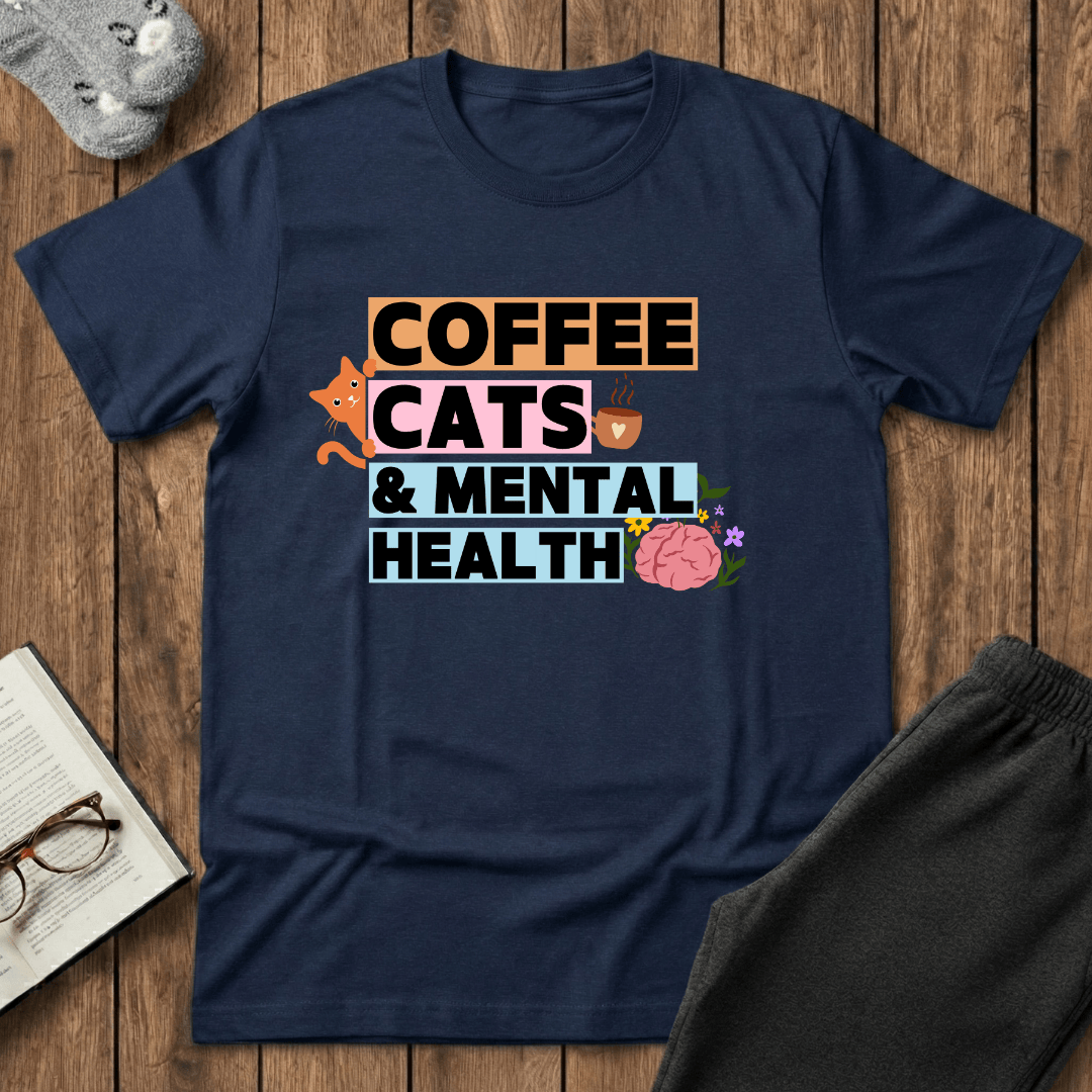 Coffee, Cats & Mental Health T-Shirt
