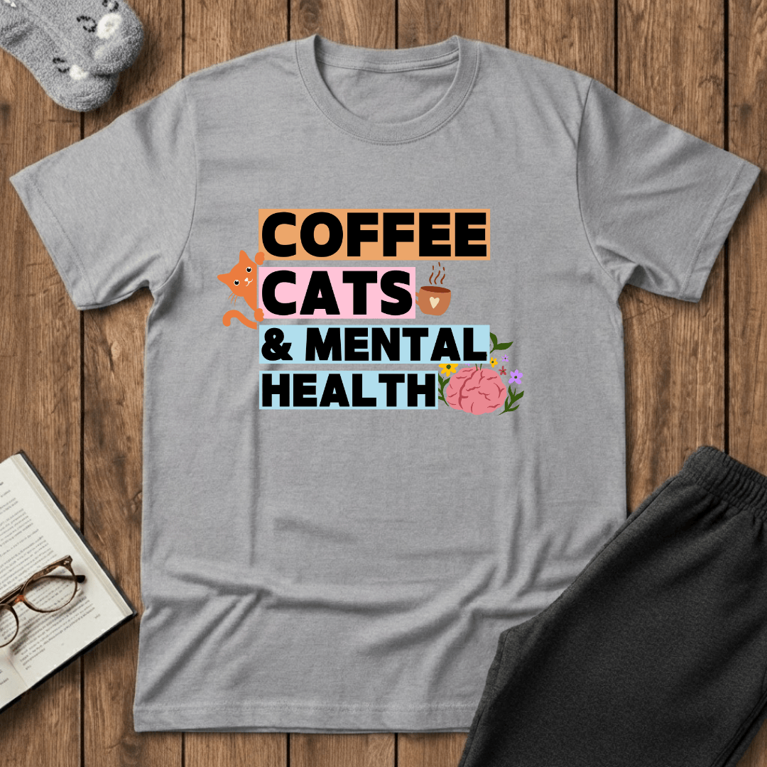 Coffee, Cats & Mental Health T-Shirt