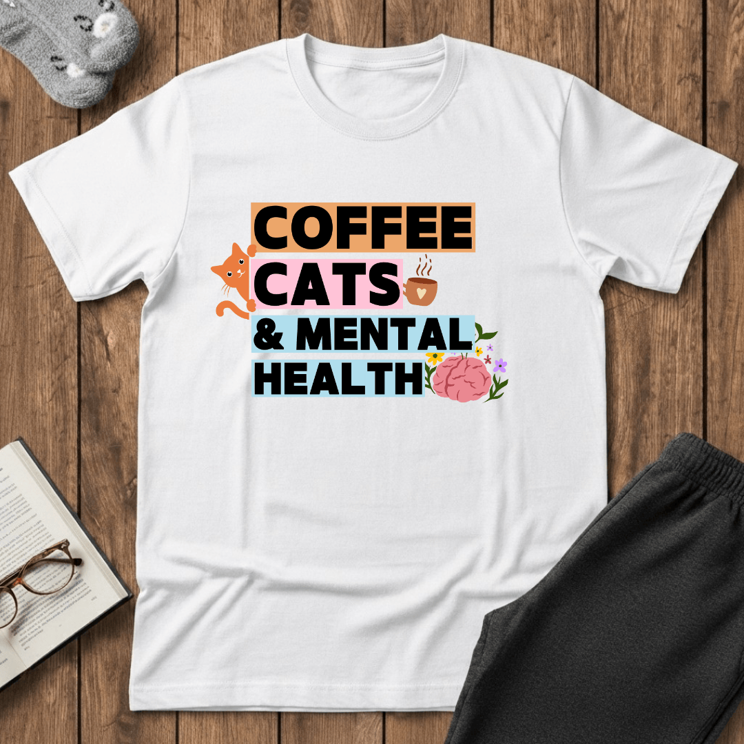 Coffee, Cats & Mental Health T-Shirt