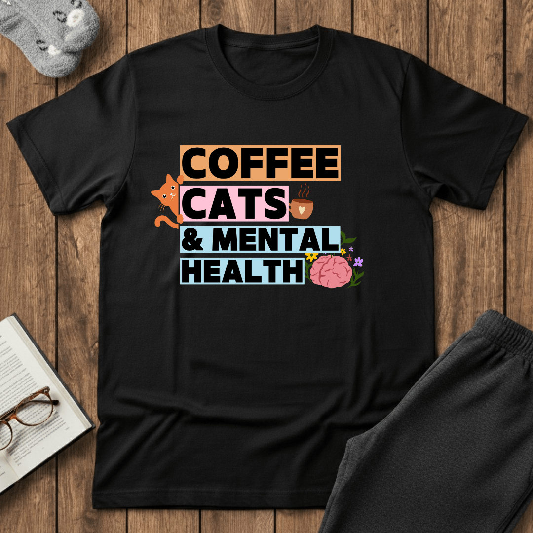 Coffee, Cats & Mental Health T-Shirt