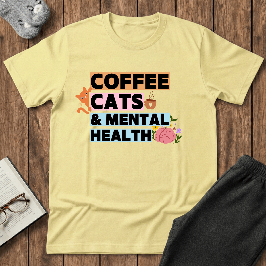 Coffee, Cats & Mental Health T-Shirt