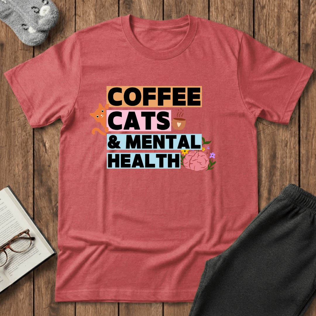 Coffee, Cats & Mental Health T-Shirt