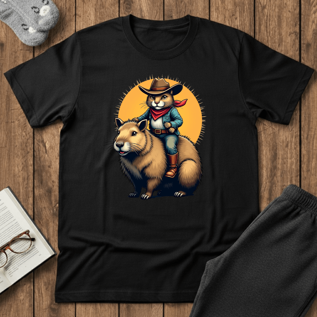 Cowboy Cat Riding Capybara T-Shirt