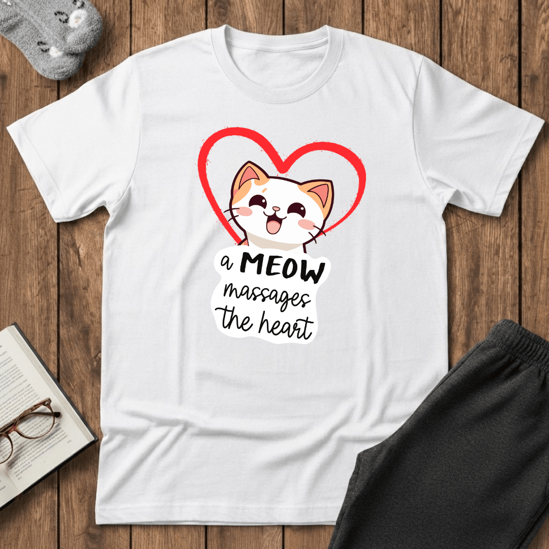 Heart Massaging Meow Cat T-Shirt