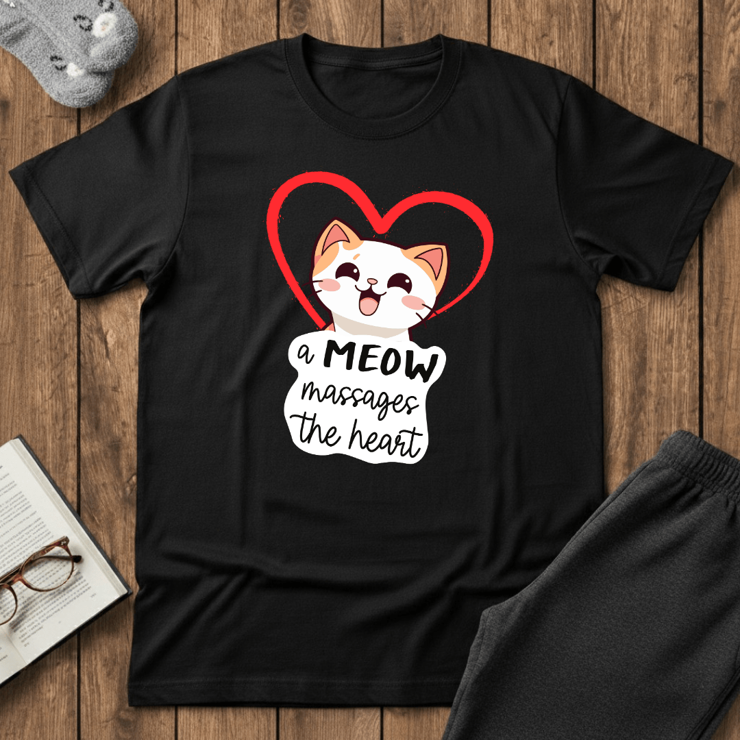 Heart Massaging Meow Cat T-Shirt