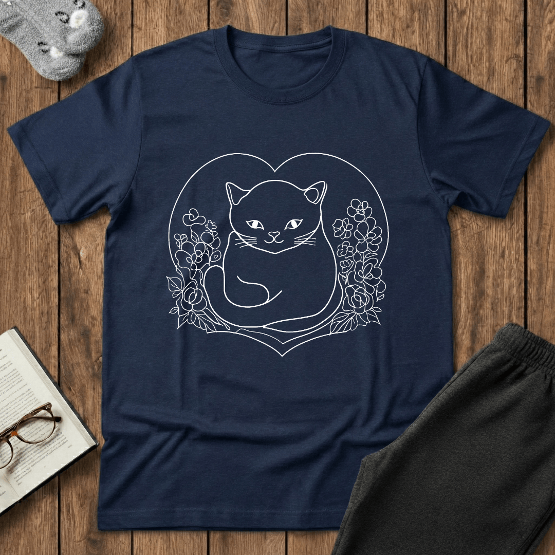 Heartful Wildflower Cat T-Shirt