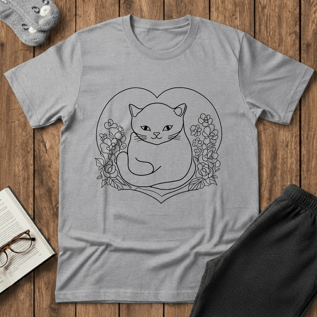 Heartful Wildflower Cat T-Shirt