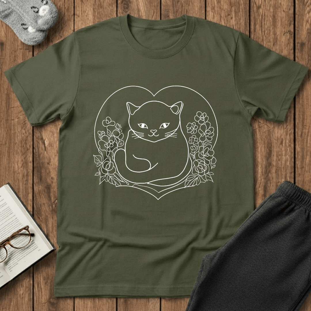 Heartful Wildflower Cat T-Shirt