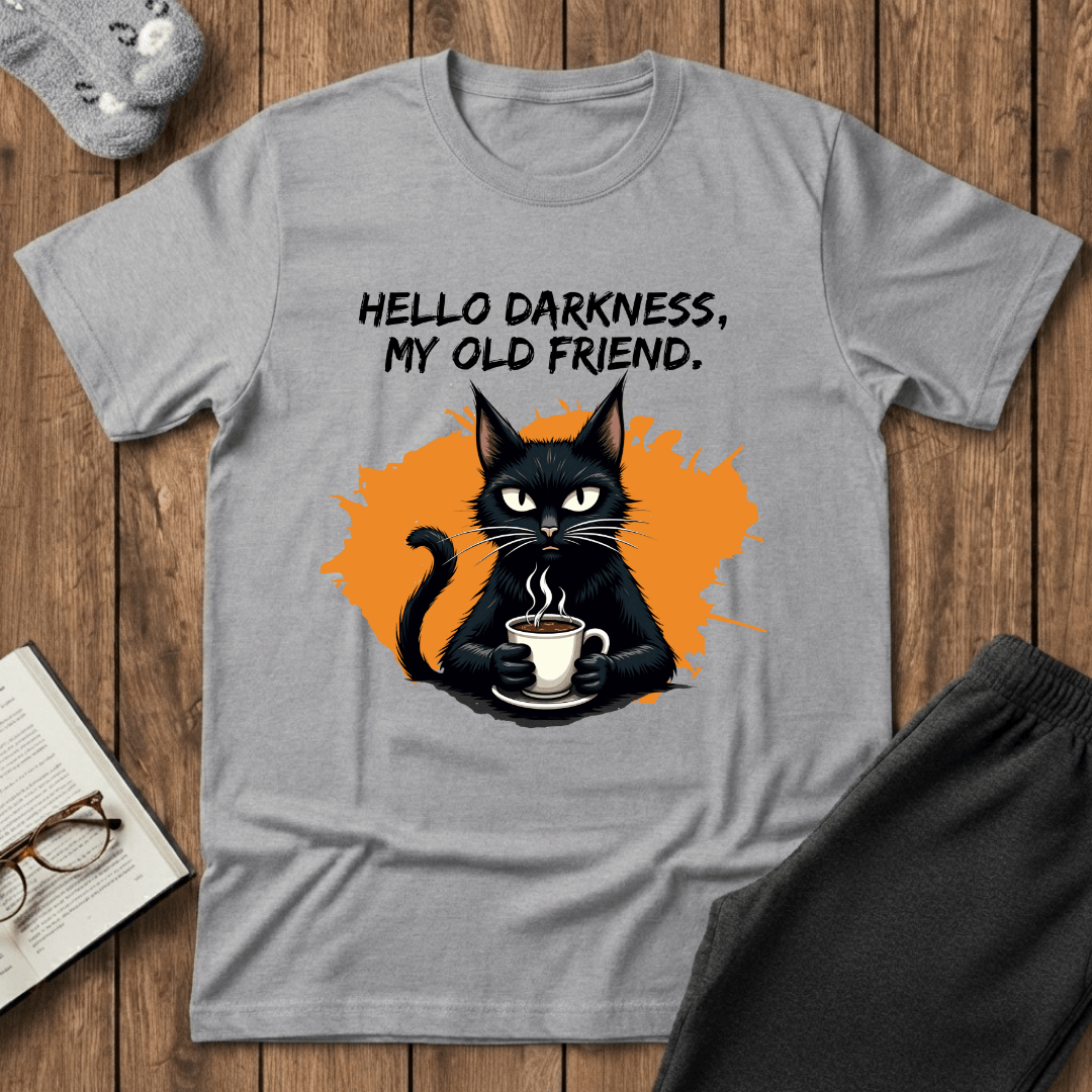 Hello Darkness, My Old Friend (Coffee Cat) T-Shirt