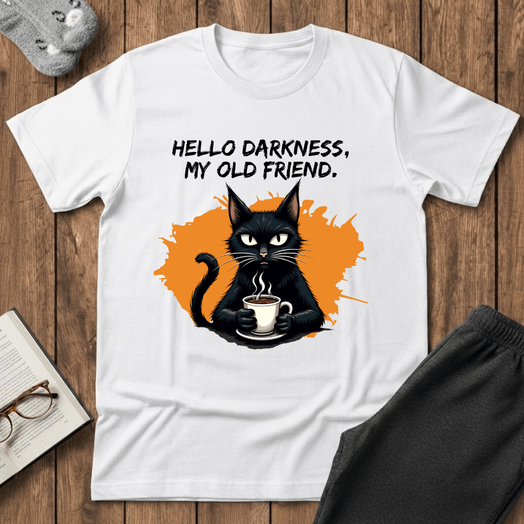 Hello Darkness, My Old Friend (Coffee Cat) T-Shirt