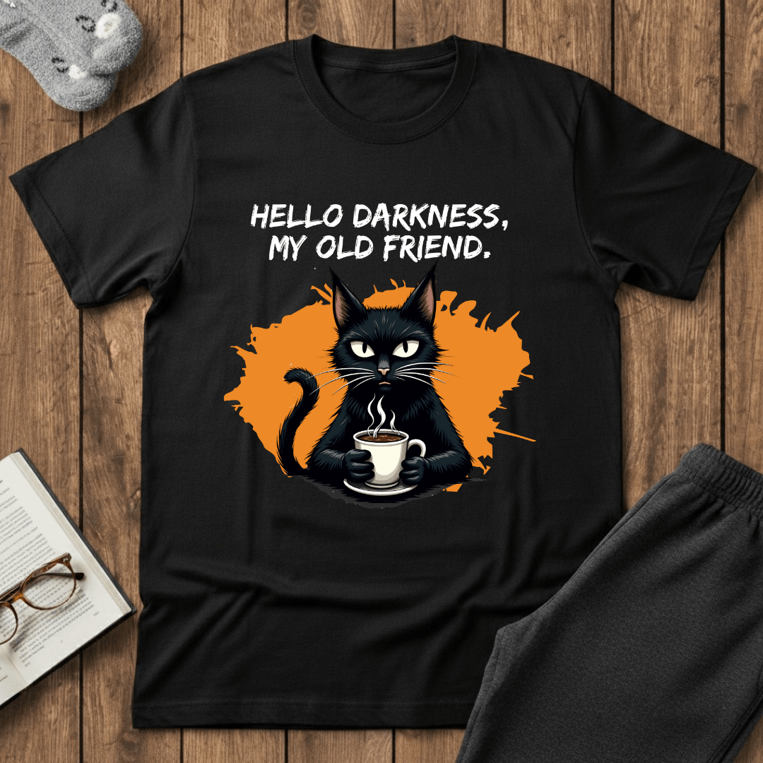 Hello Darkness, My Old Friend (Coffee Cat) T-Shirt