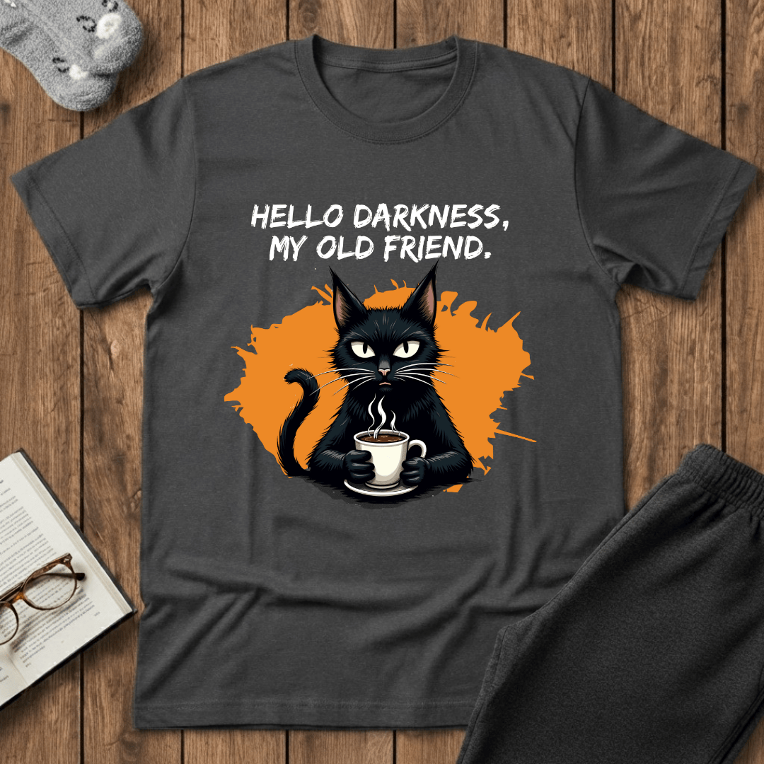 Hello Darkness, My Old Friend (Coffee Cat) T-Shirt