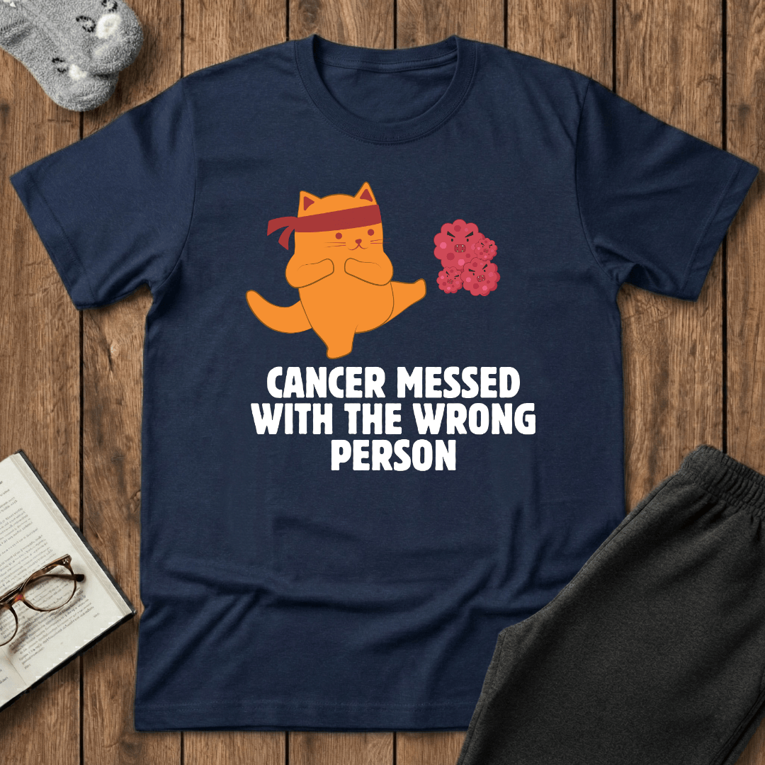 Cancer Messed With the Wrong Person Ninja Cat T-Shirt