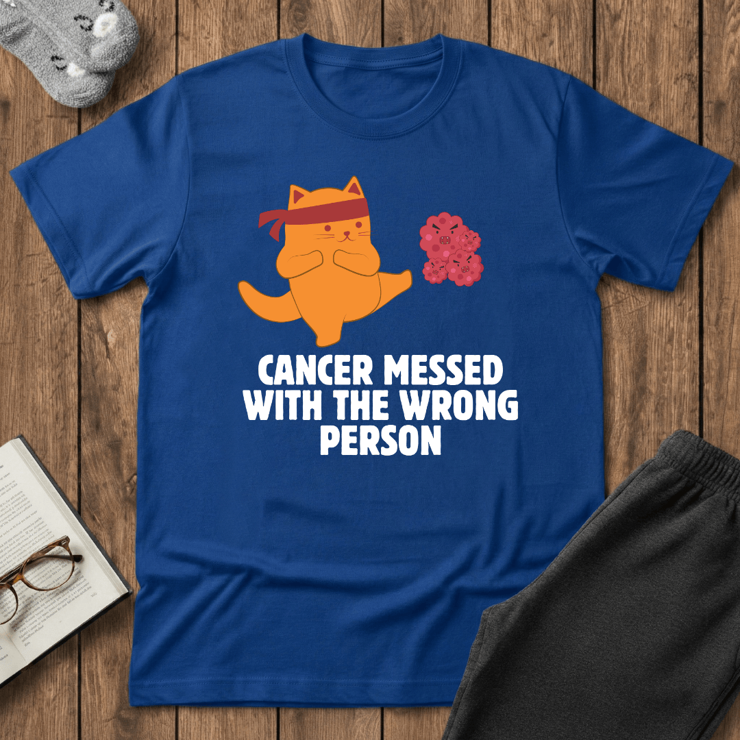 Cancer Messed With the Wrong Person Ninja Cat T-Shirt