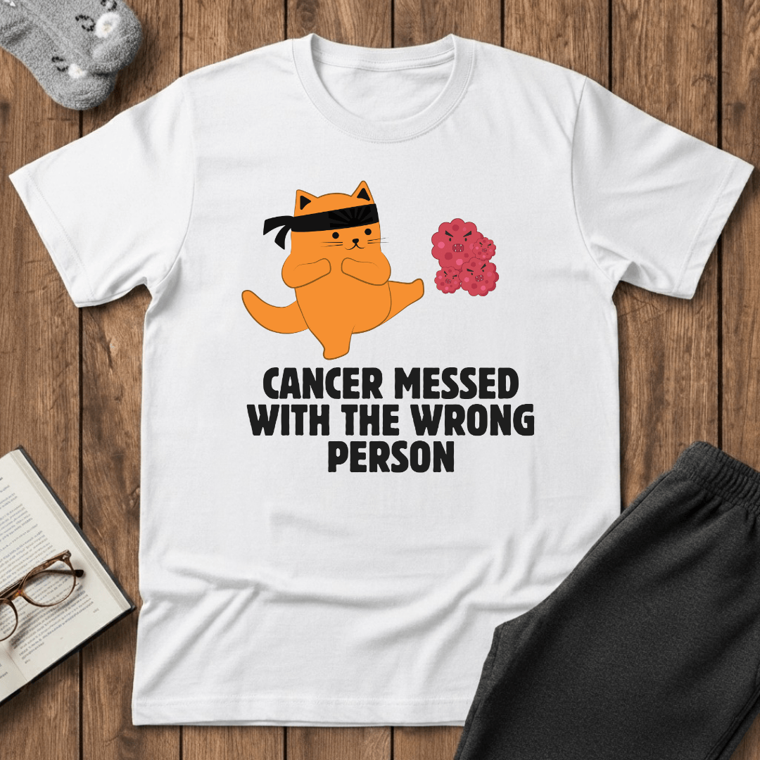 Cancer Messed With the Wrong Person Ninja Cat T-Shirt
