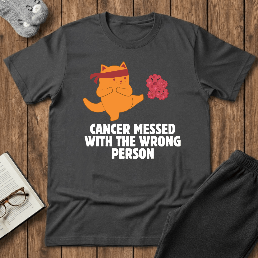 Cancer Messed With the Wrong Person Ninja Cat T-Shirt