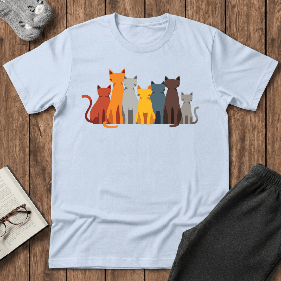 Cat Crowd Color Block T-Shirt
