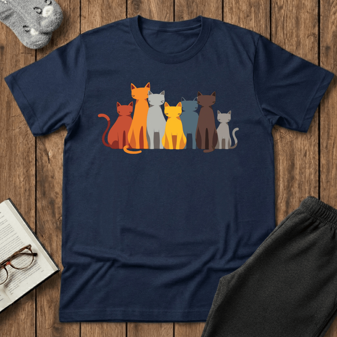 Cat Crowd Color Block T-Shirt