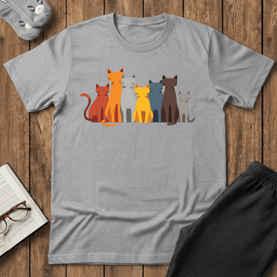Cat Crowd Color Block T-Shirt
