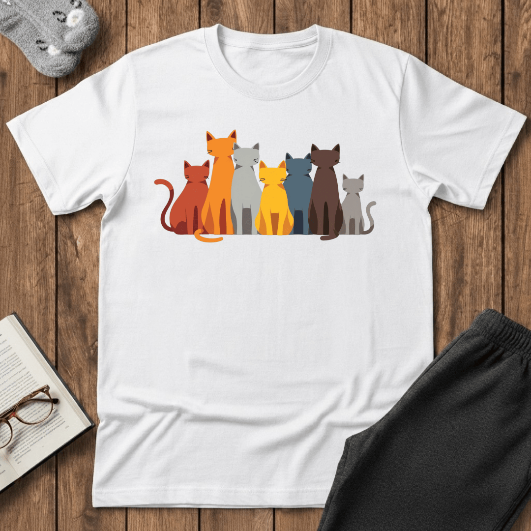 Cat Crowd Color Block T-Shirt