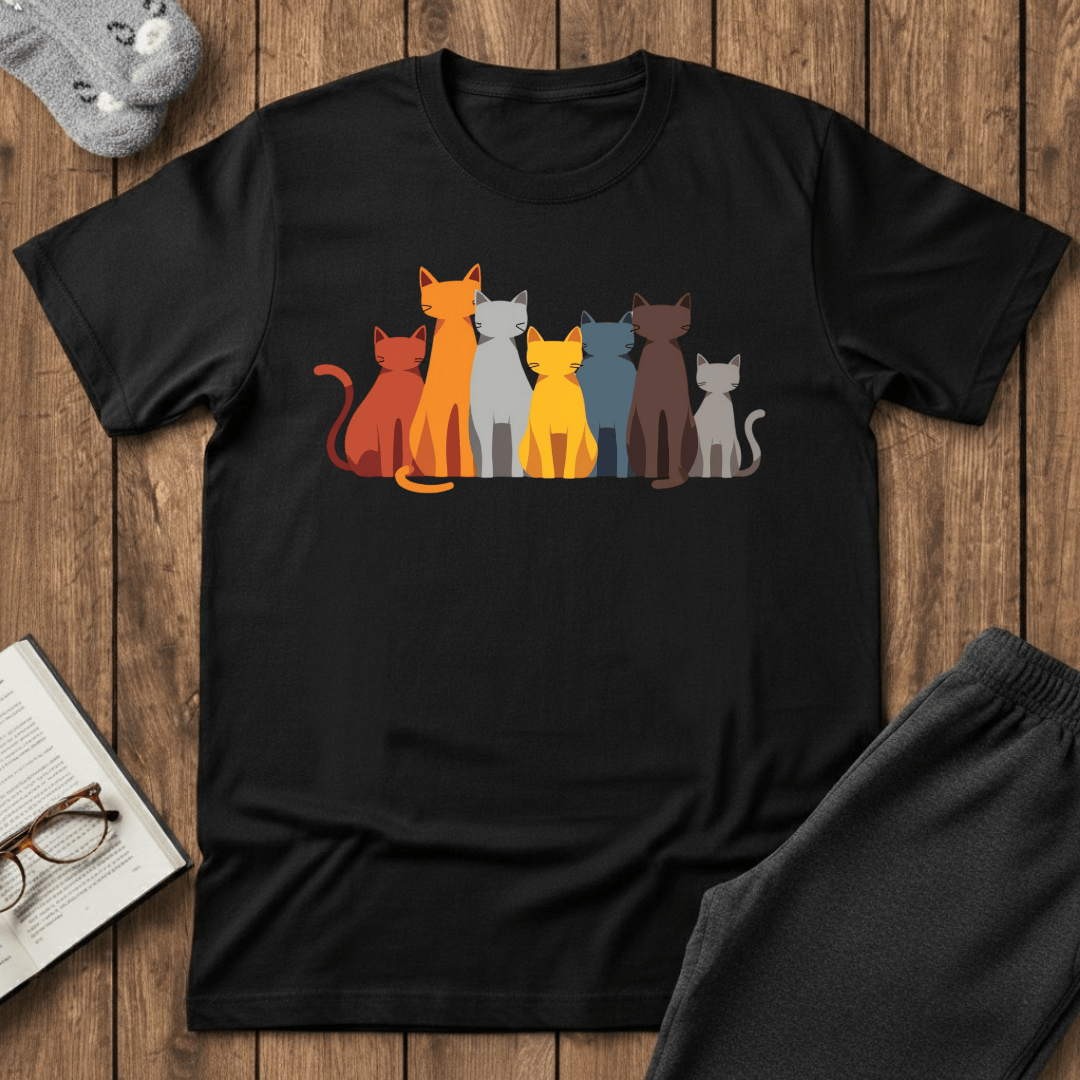 Cat Crowd Color Block T-Shirt