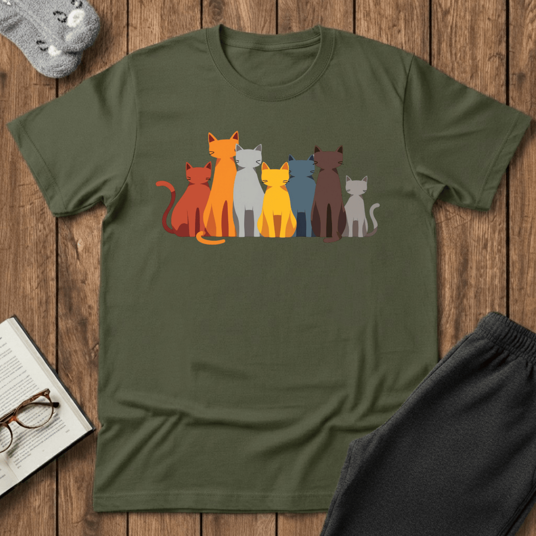 Cat Crowd Color Block T-Shirt