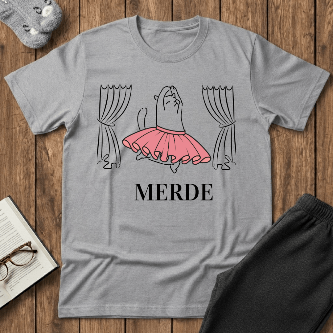 Merde - Break a Leg Ballet Cat T-Shirt