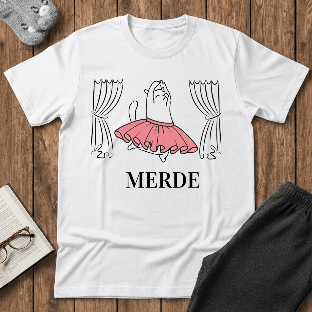Merde - Break a Leg Ballet Cat T-Shirt