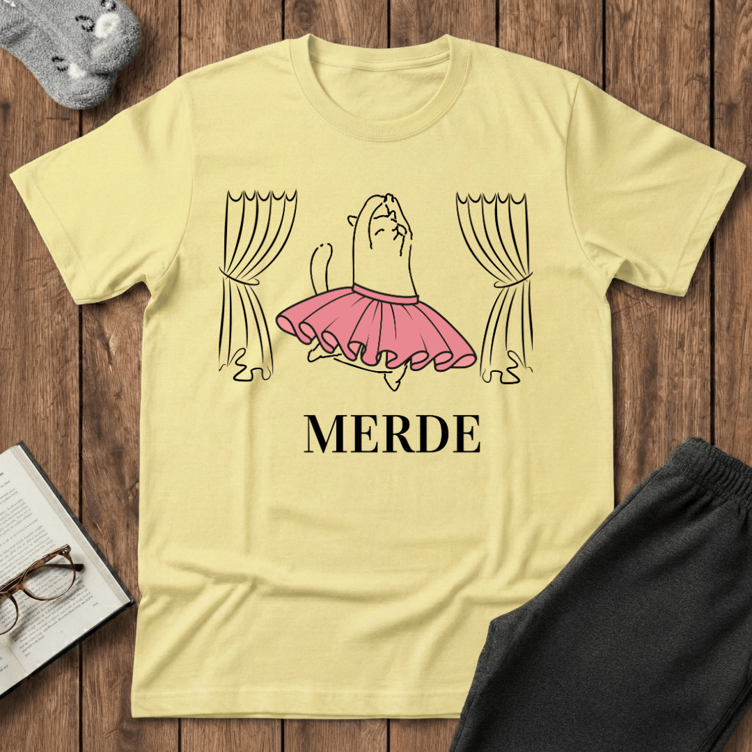 Merde - Break a Leg Ballet Cat T-Shirt