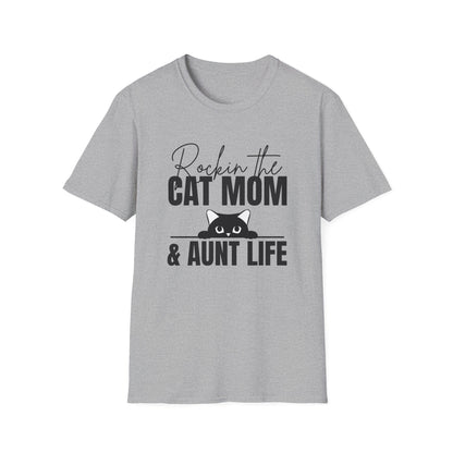 Rockin’ the Cat Mom & Aunt Life T-Shirt