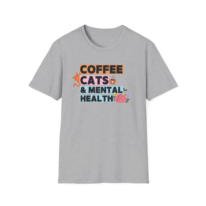 Coffee, Cats & Mental Health T-Shirt