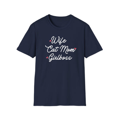 Wife Cat Mom Girlboss T-Shirt