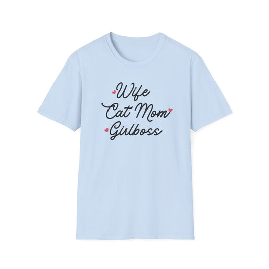 Wife Cat Mom Girlboss T-Shirt