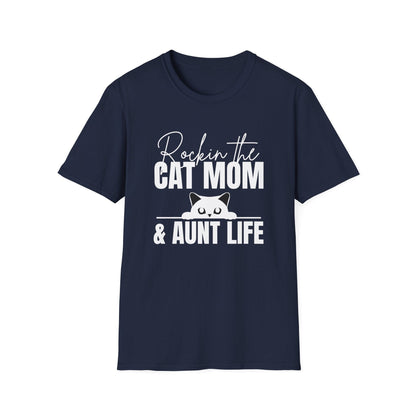 Rockin’ the Cat Mom & Aunt Life T-Shirt