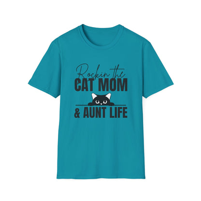 Rockin’ the Cat Mom & Aunt Life T-Shirt
