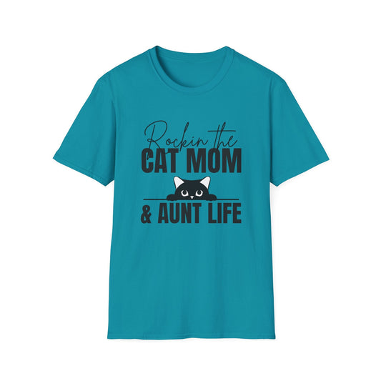Rockin’ the Cat Mom & Aunt Life T-Shirt