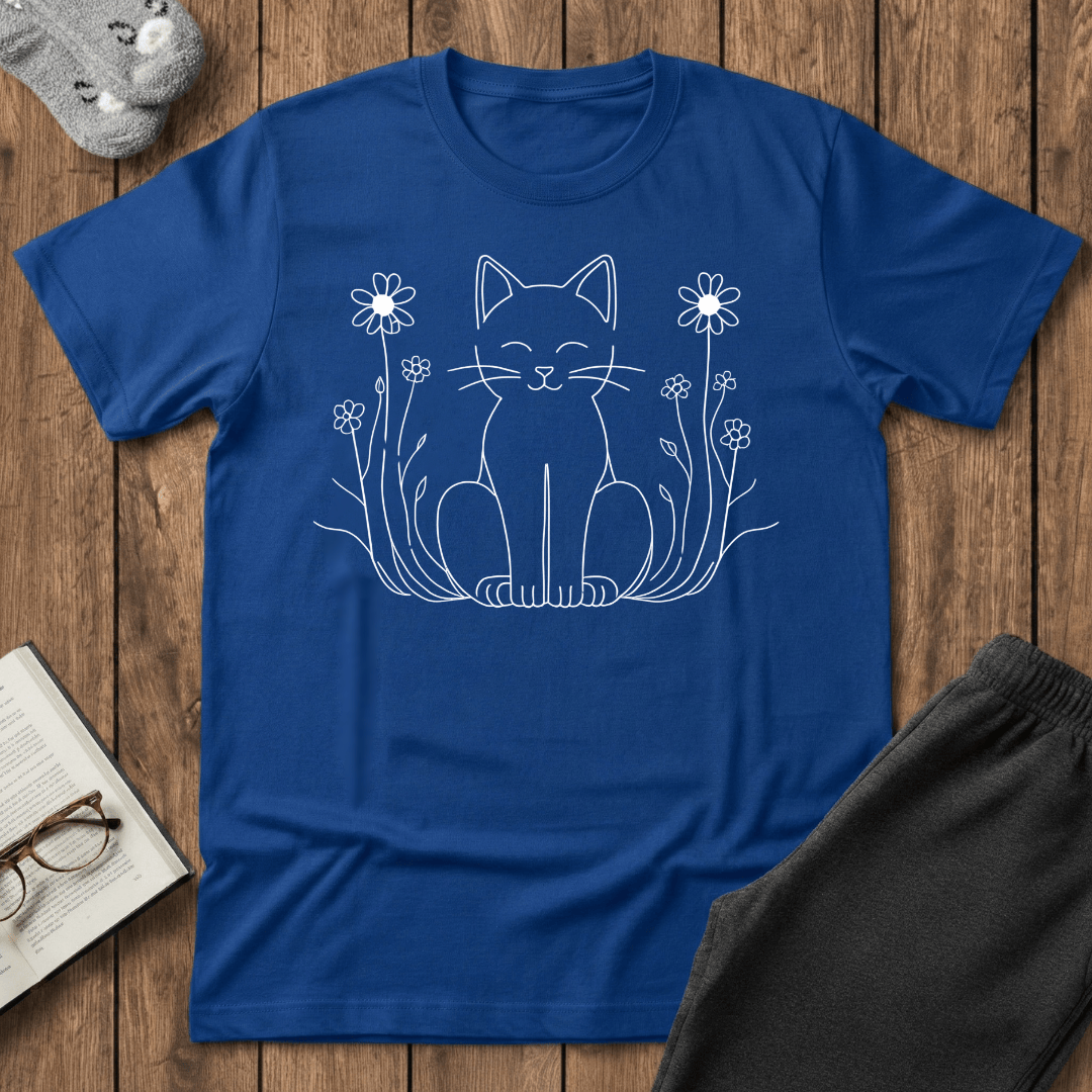 Peaceful Kitty in Wildflowers T-Shirt