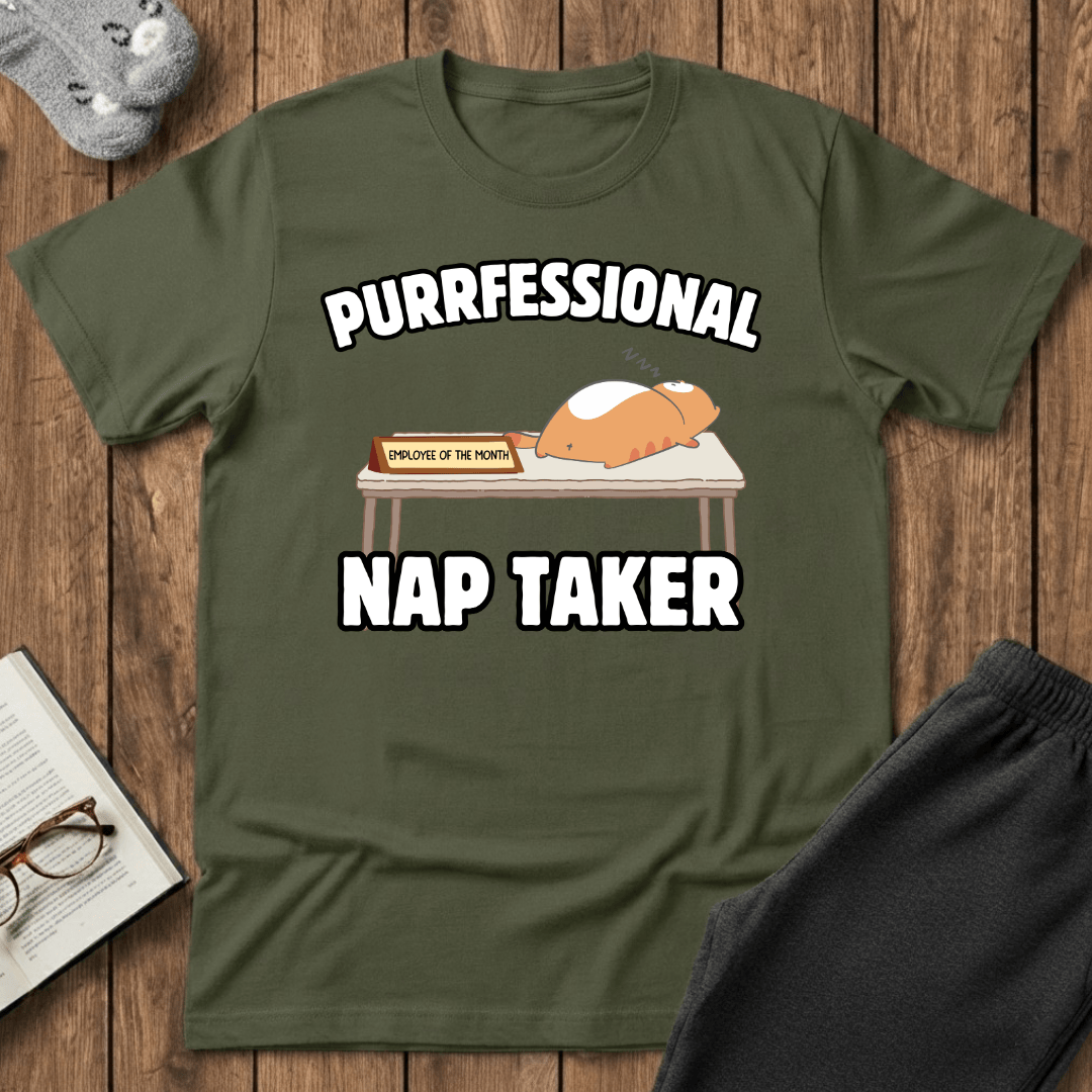 Purrfessional Nap Taker Cat T-Shirt